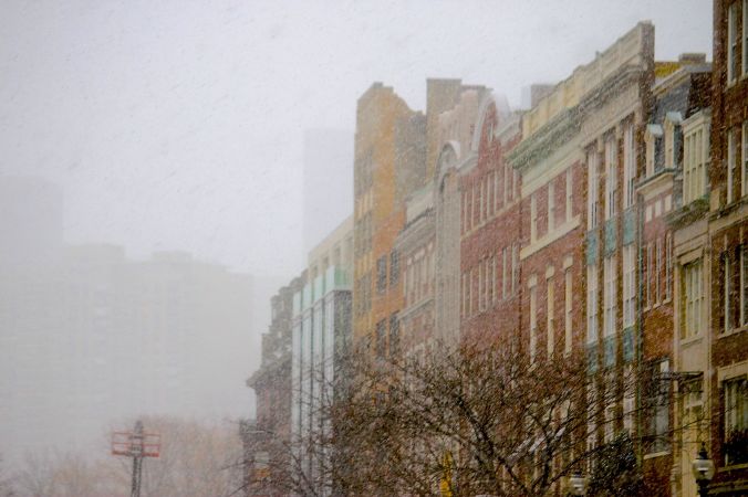 boston newbury street buildings snow